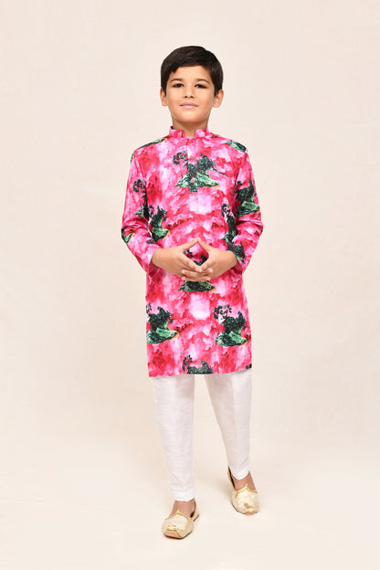Joban Fashion Cotton Pink Kurta With Straight Fit Pant