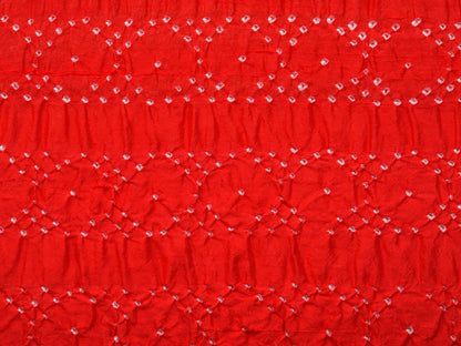 Red Bandhani Silk Stole with Embroidary Work Design - Global Threads
