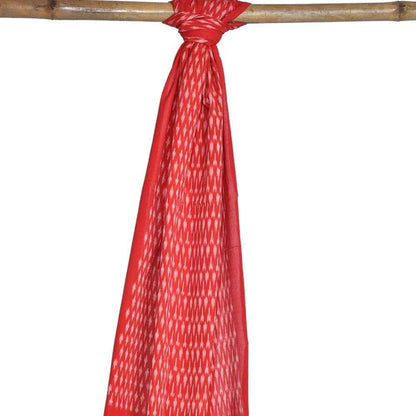 Red Pochampally Ikat Cotton Handloom Stole with Arrowhead Design - Global Threads