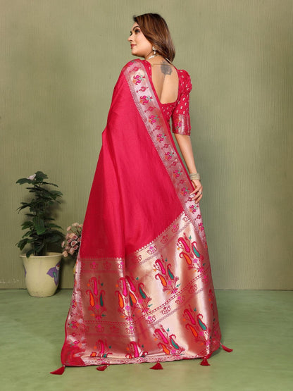 Anaita Red Paithani Gala Silk Saree With Blouse