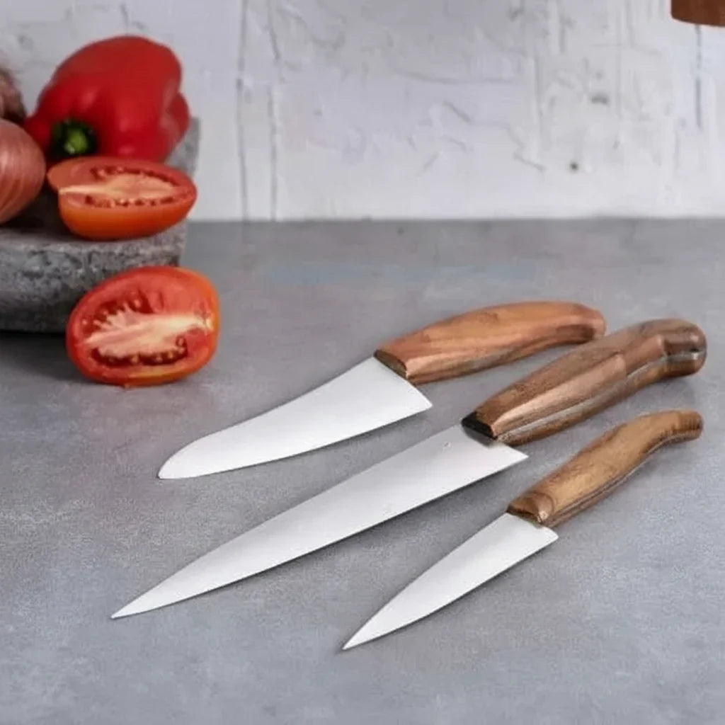 Zishta Reha Handcrafted Kitchen Knife Set Chef Chopper Utility 3 Piece
