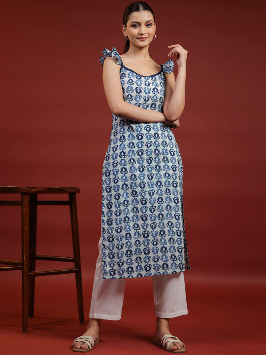 Anayna Women Printed Thread Work Floral Kurta