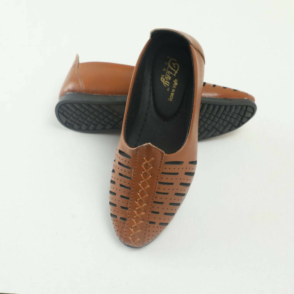 Tiny Bugs Boys Party & Ethnic Wear Mojari - Tan