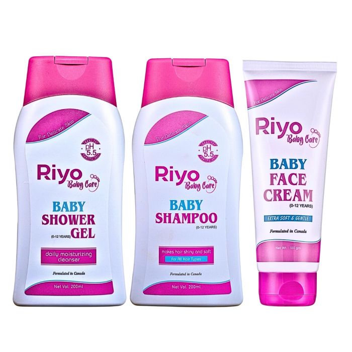Riyo Herbs Baby Face Cream & Baby Shampoo & Baby Shower Gel Combo