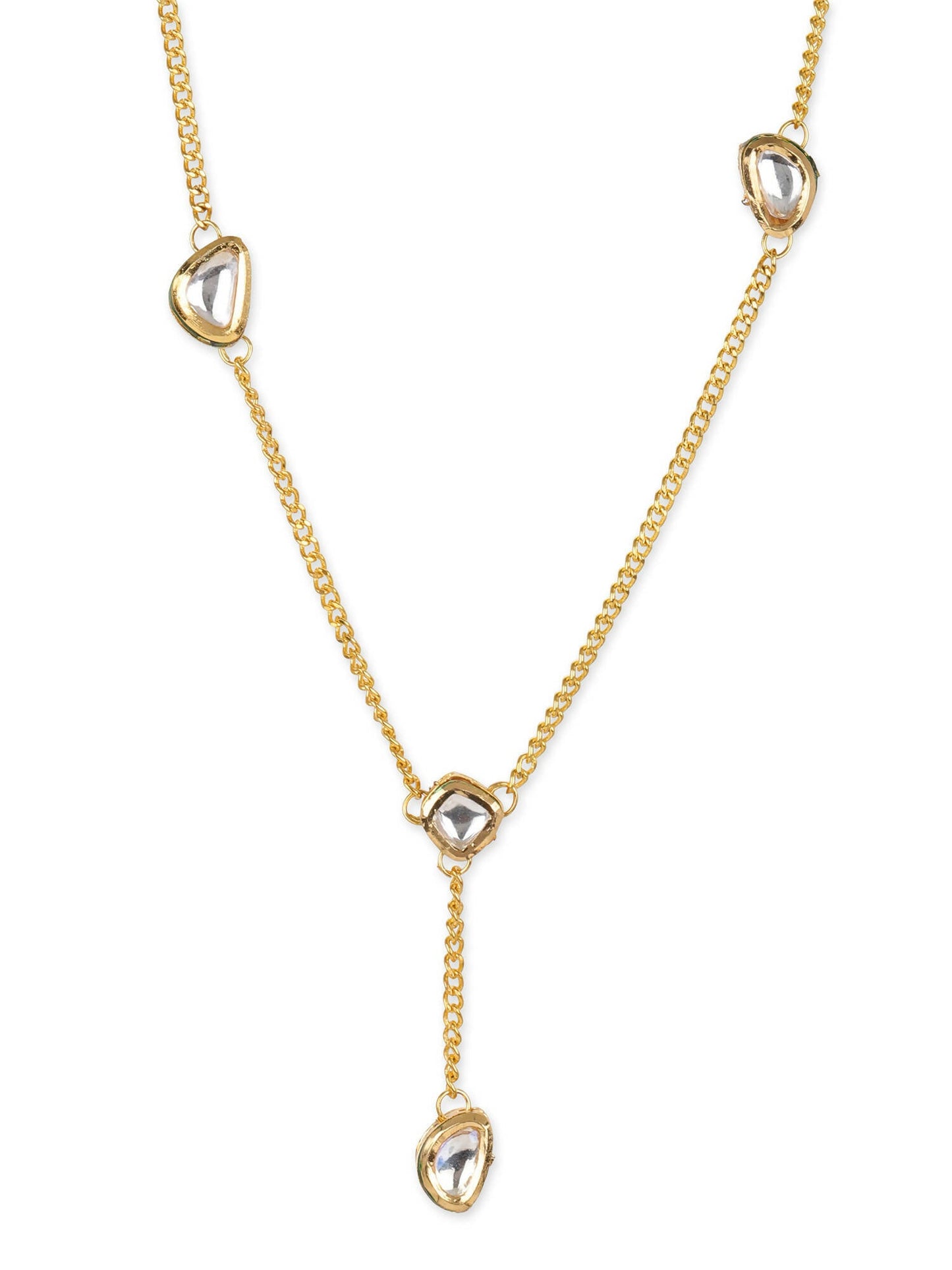 Gold-Toned White Brass Gold-Polished Necklace - Ruby Raang