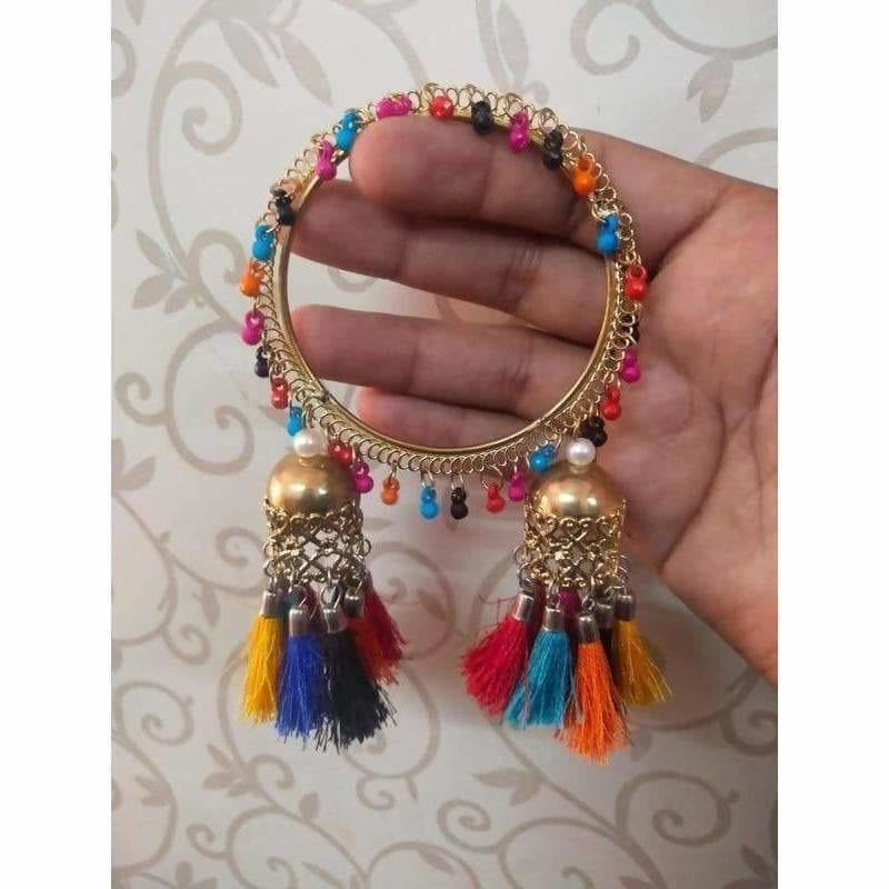 MS Fashion India Multicolor Threads And pearls Hanging Jhumka Bangles