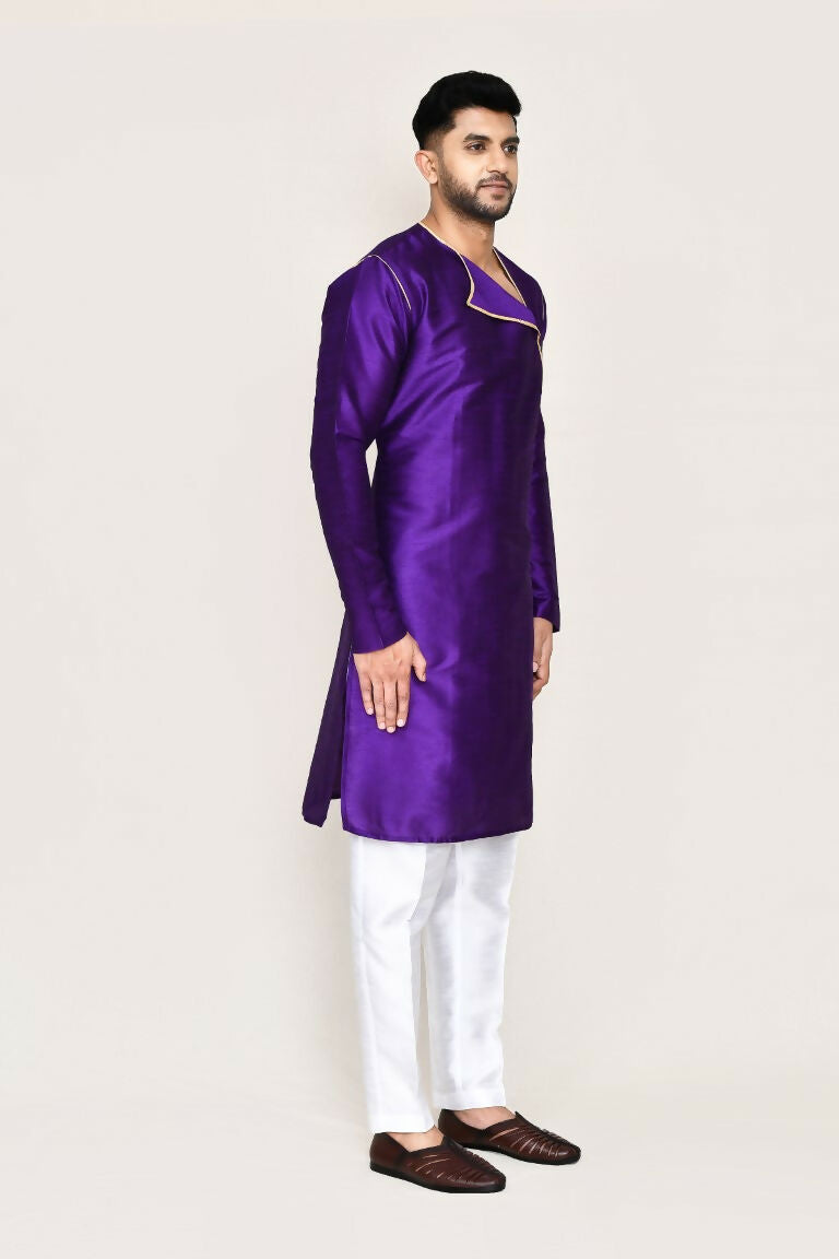 Joban Fashion Purple Colored Art Silk Fabric Kurta With Straight Fit Pant