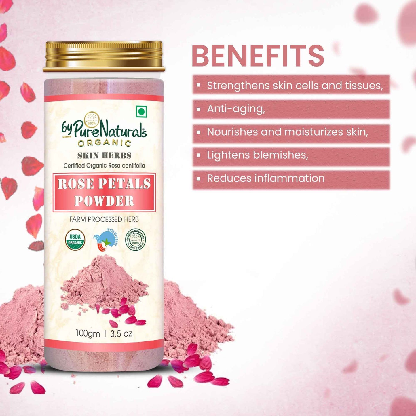 byPureNaturals Organic Rose Petals Powder