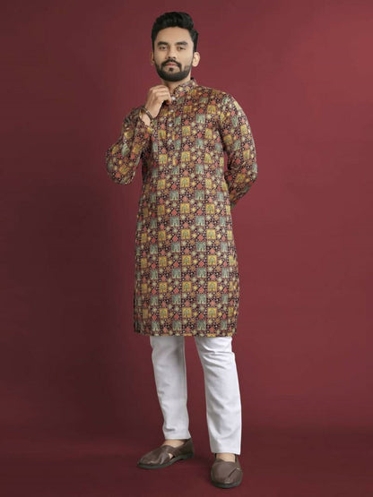 Anaita Multicolour Printed Pure Silk Straight Kurta