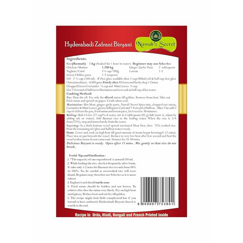 Nawab's Secret Hyderabadi Zafrani Biryani Masala With Kashmiri Saffron
