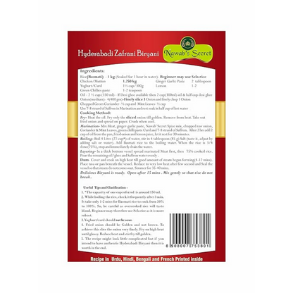 Nawab's Secret Hyderabadi Zafrani Biryani Masala With Kashmiri Saffron