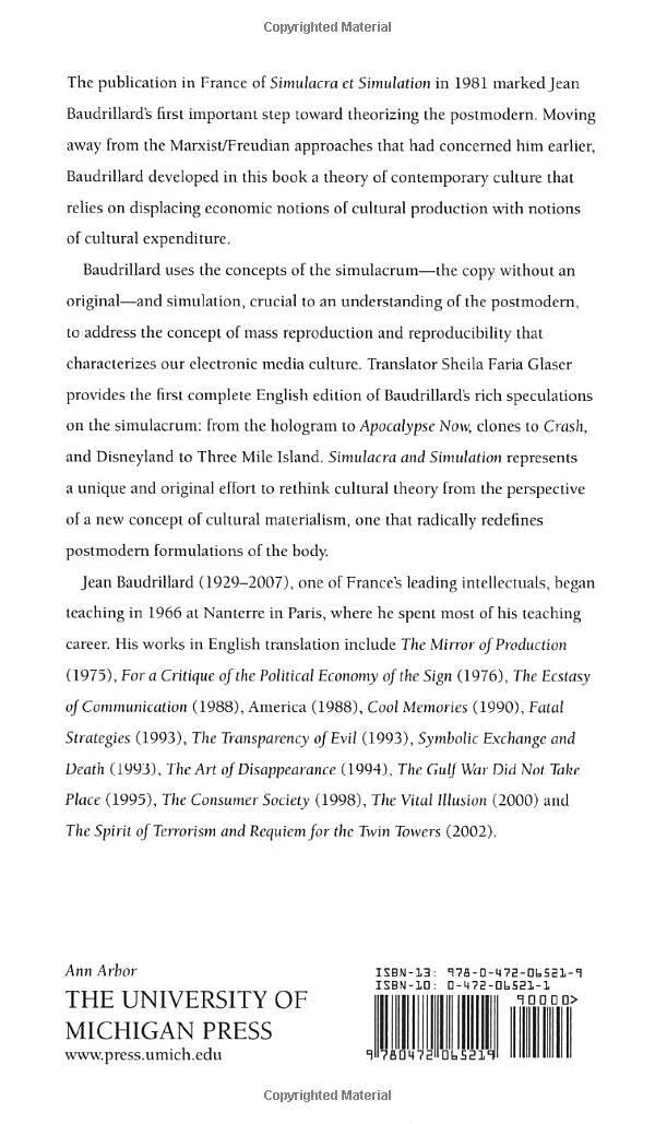 Simulacra and Simulation: Paperback – 1 January 1994
