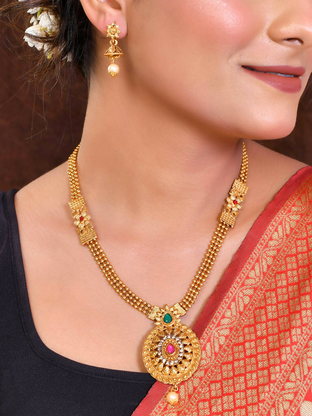 VOJ Women Gold Color stainless steel Jewellery Set