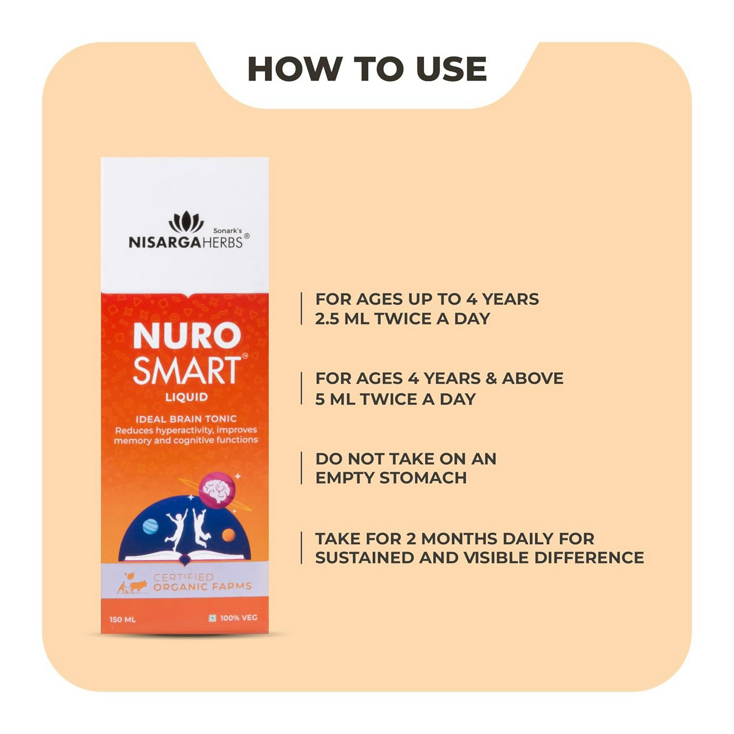 Nisarga Herbs Nurosmart Brain Booster Syrup For Kids (2–12Y)