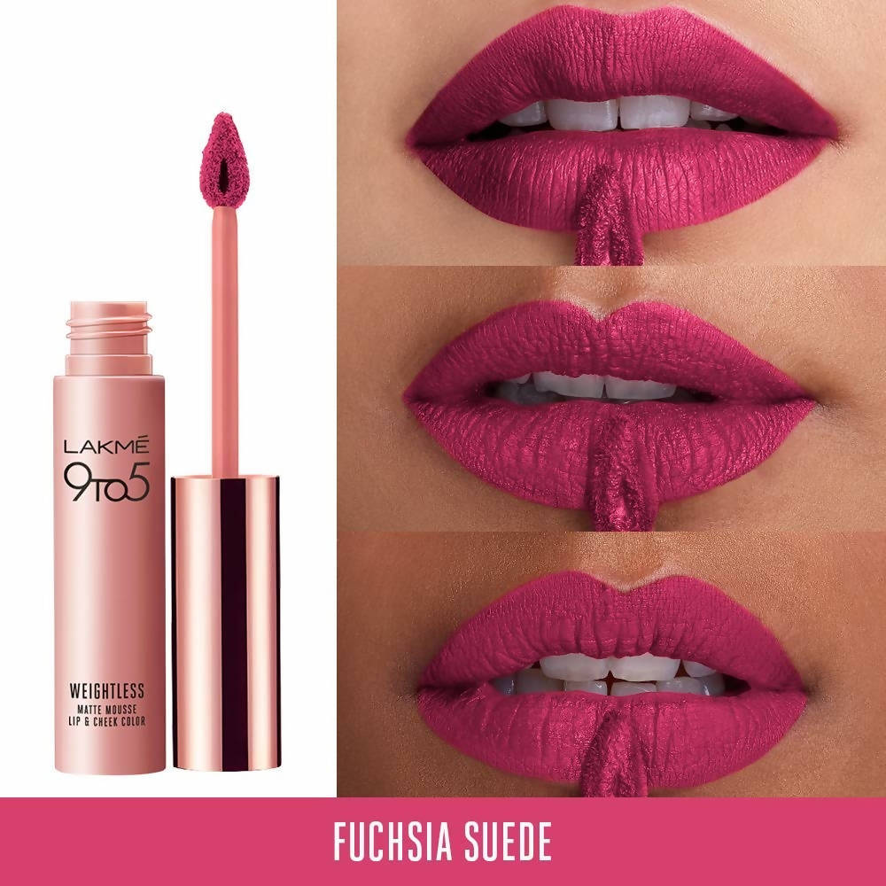 Lakme 9 To 5 Weightless Mousse Lip & Cheek Color  Fuchsia Sude - 9 gms