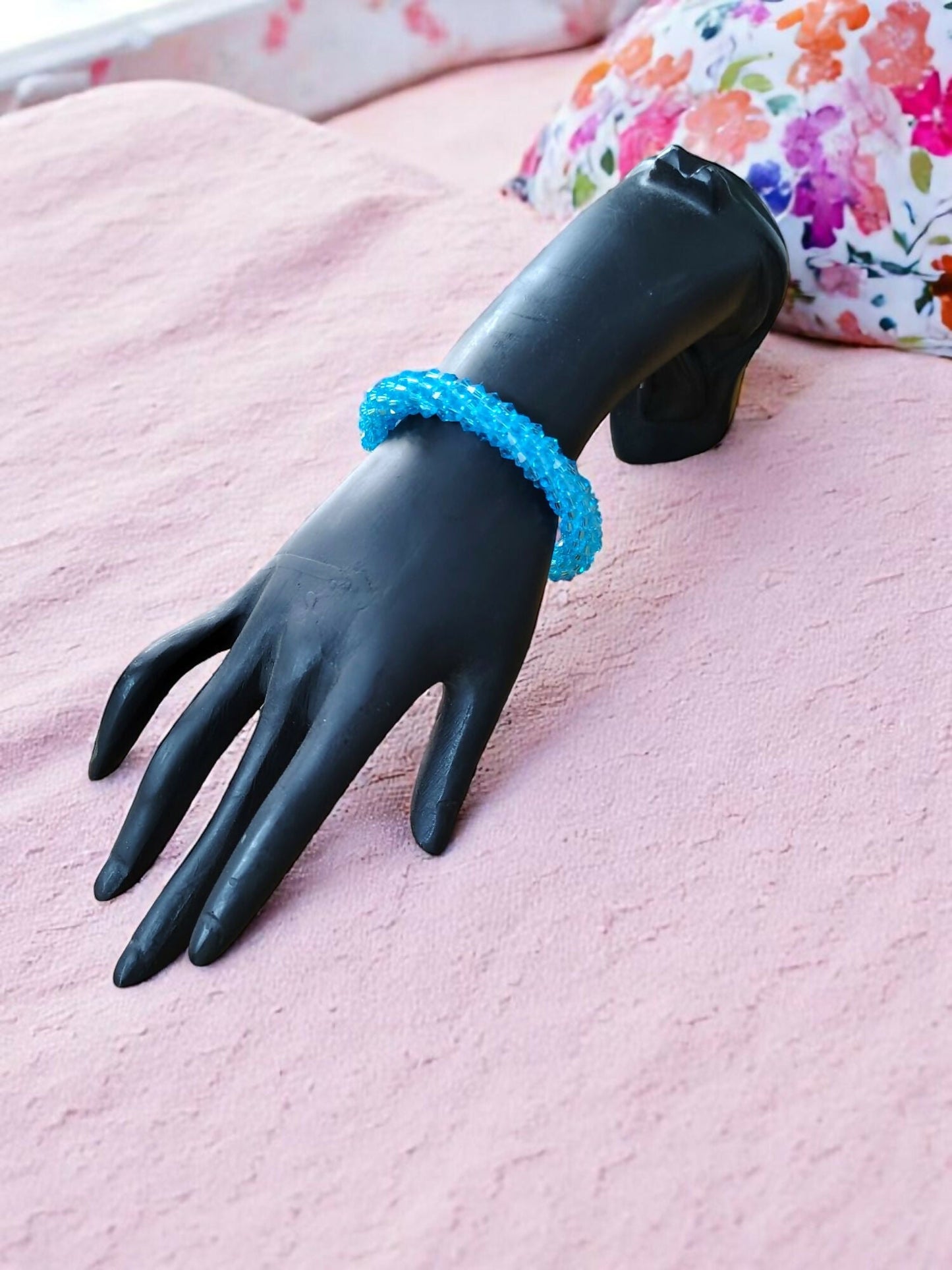 Inhanns Unisex Crystal Bloom – Adjustable Crystal Bead Bracelets - Sky Blue