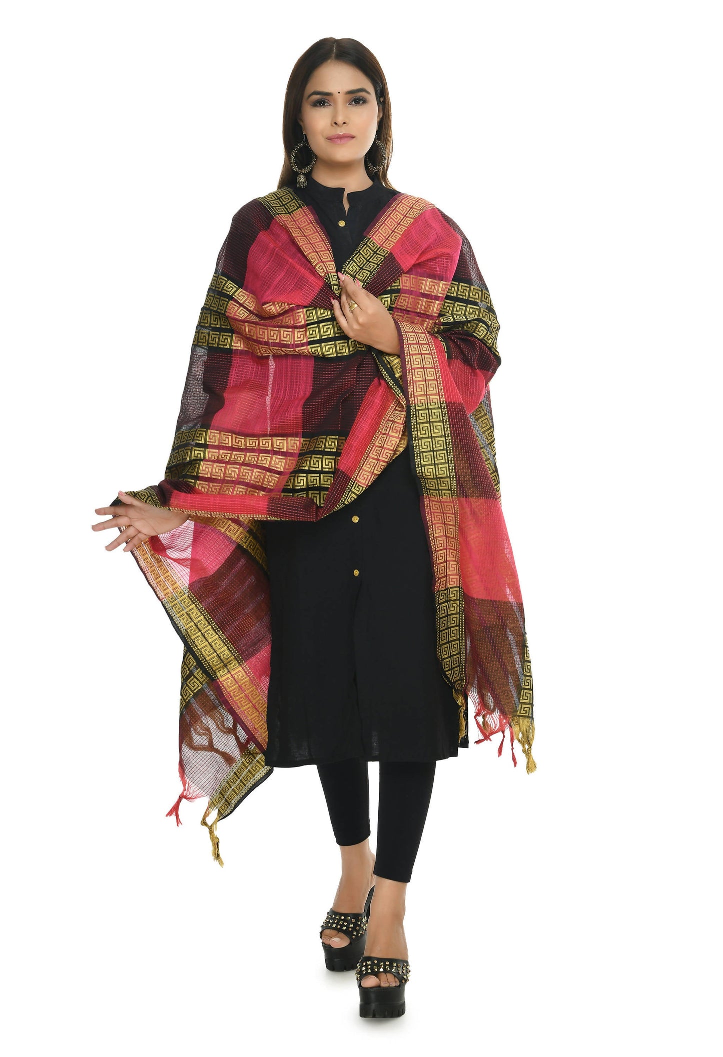 Mominos Fashion Moeza Handloom Cotton Rani Tone Dupatta