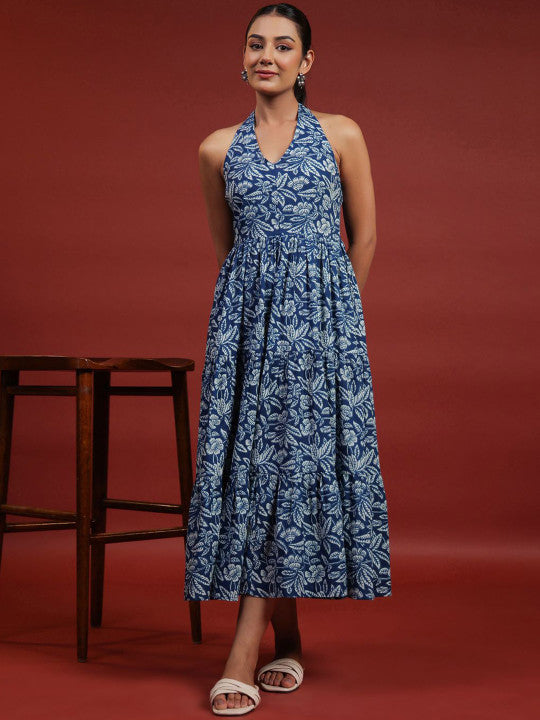 Anayna Printed Halter Neck Dress