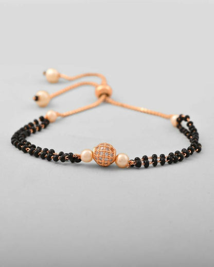 VOJ Gold-Polished AD Stone Studded Mangalsutra Bracalet