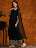Sangria Embroidery Georgette Kurta Palazzo With Dupatta Set