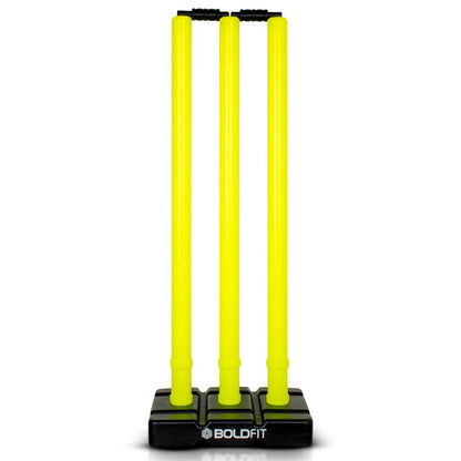 Boldfit Cricket Stumps with Stand & Bails - Fluorescent Green