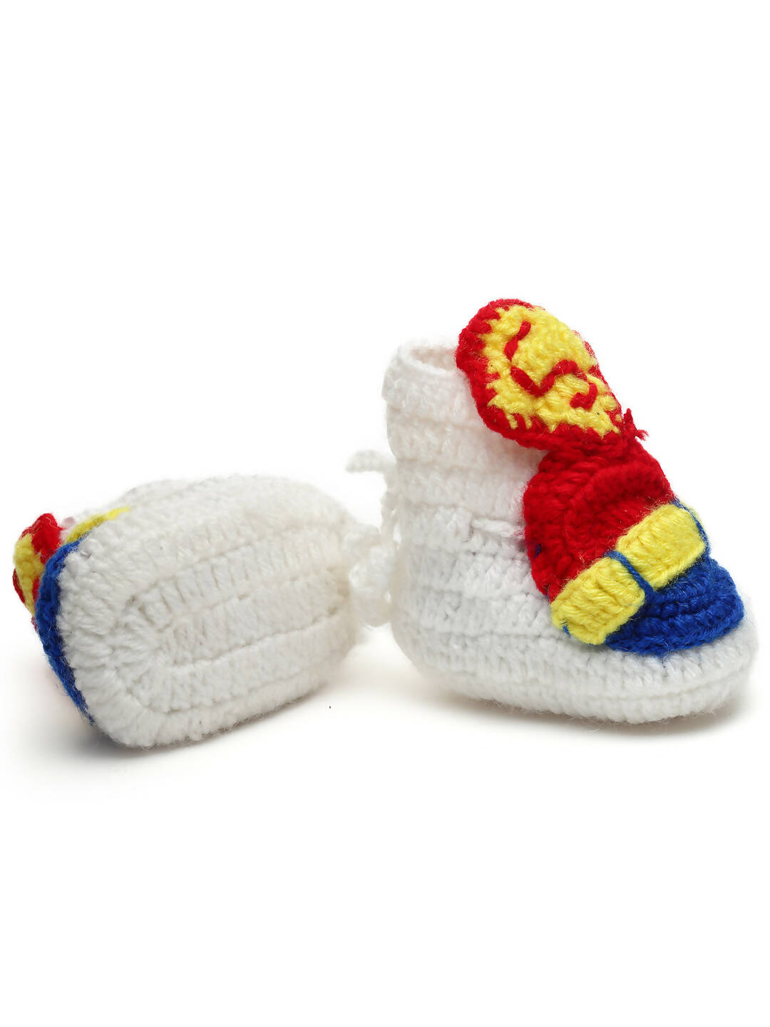 Chutput Kids Woollen Hand Knitted Letter S Detailed Booties - White