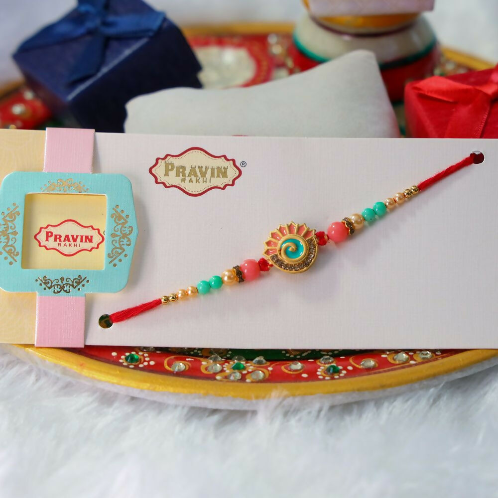 Indianvibez Meenakari Work With Stone Fancy Desginer Rakhi