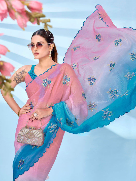 Tikhi Imli Floral Sequinned Designer Saree