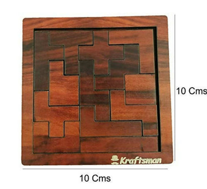 Kraftsman Portable Wooden Hexagon Puzzle | 11 Pieces Puzzle for Kids and Adults | Travel Pouch Included