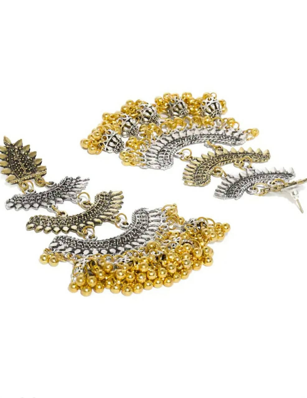 Mominos Fashion Beautiful Silver & Gold Earrings with Jhumkas Design