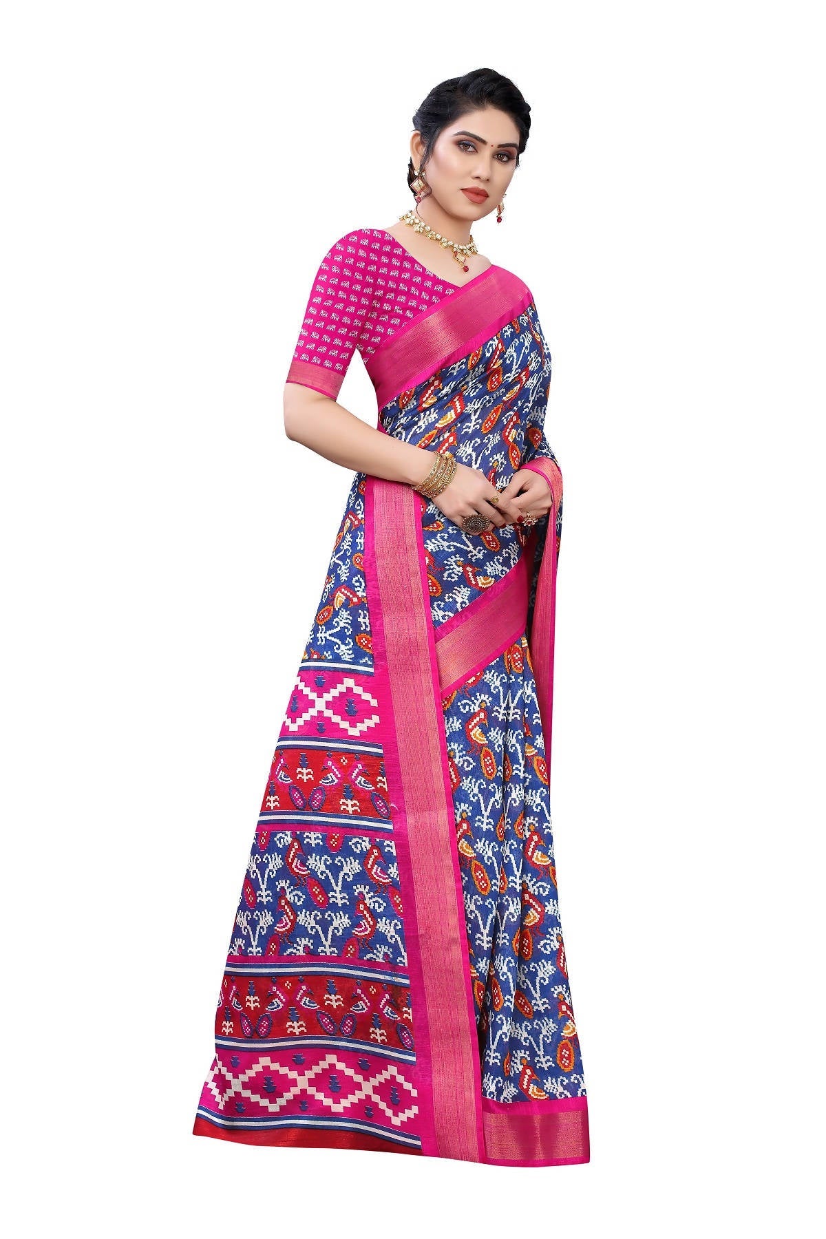 Vamika Blue Linen Jari Border Saree (JANKI Blue)