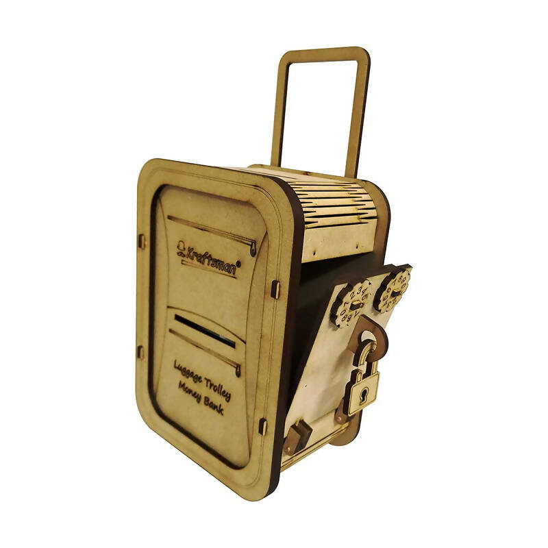 Kraftsman Wooden Money Safe Luggage Trolley Style | Made In India