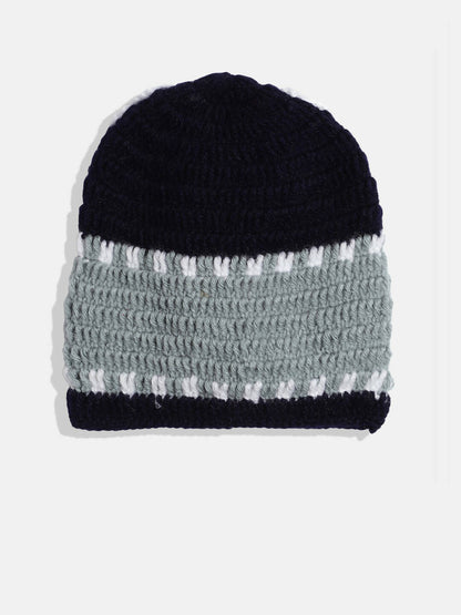 Chutput Kids Woollen Hand Knitted Car Detail Cap - Blue