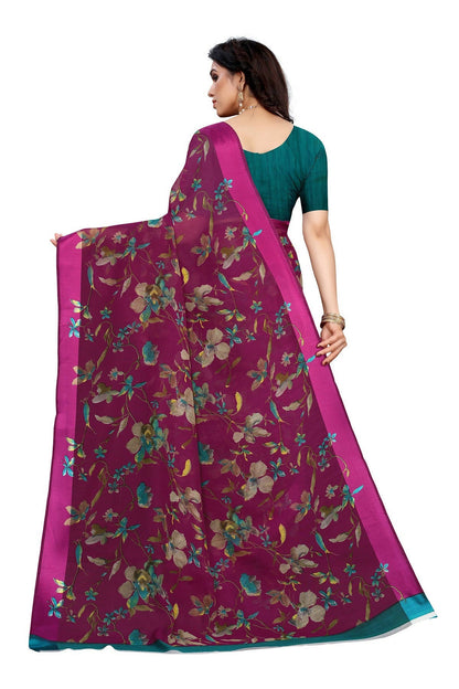 Vamika Purple Linen Satin Patta Saree (MANSI PURPLE)