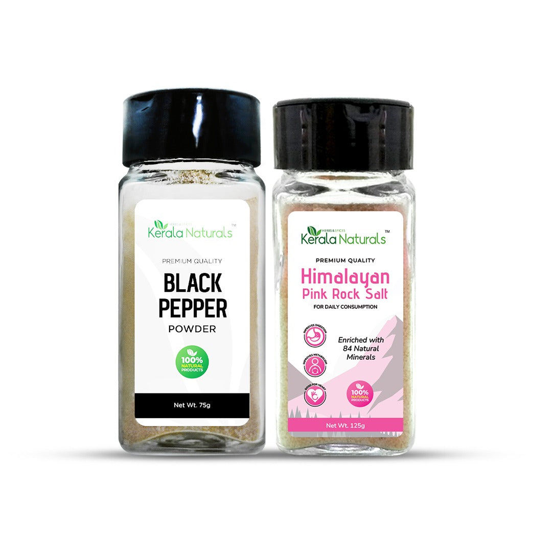 Kerala Naturals Himalayan Pink Rock Salt & Black Pepper Combo