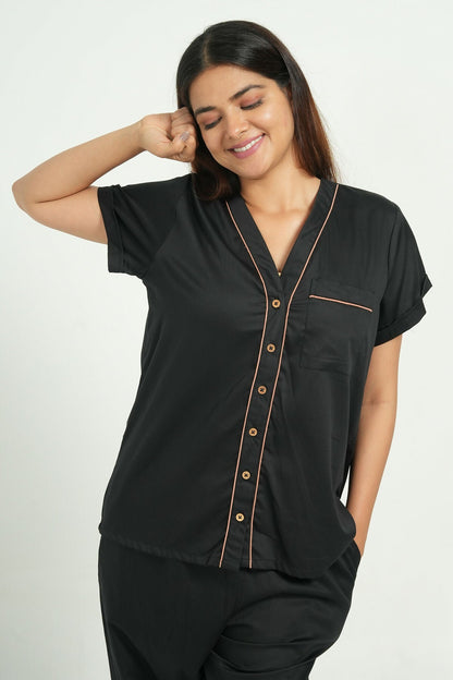 Breathables Women Cotton Night Suit Shirt And Pants Co-Ord Set I Night Wear | Co-Ord Set | Lounge Wear Set I Solid Colour