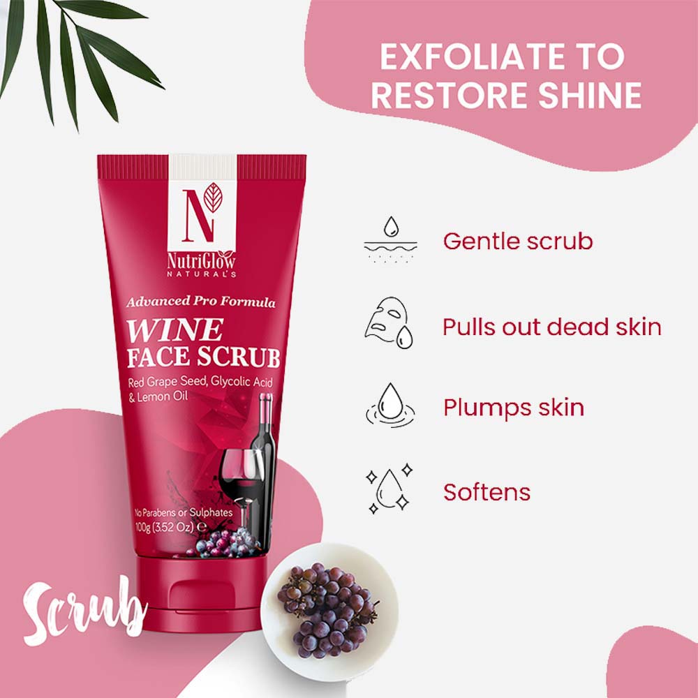 NutriGlow NATURAL'S Advanced Pro Formula Wine Face Scrub - 100 gms