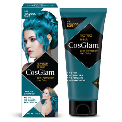 Cosglam Semi Permanent Hair Color for Women & Men (#52 Peacock Blue)