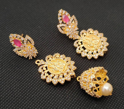 AD Rubies Designer 4 in 1 Temple Earrings