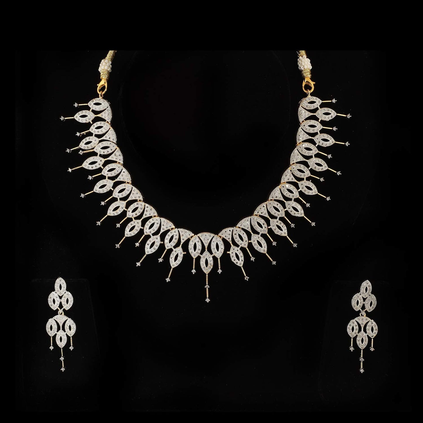 Rhodium-Plated Alloy Designer Ad Choker Necklace Set - The Pari