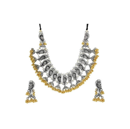 Mominos Fashion Parrot Design Choker Necklace Set With Golden Ghungoo