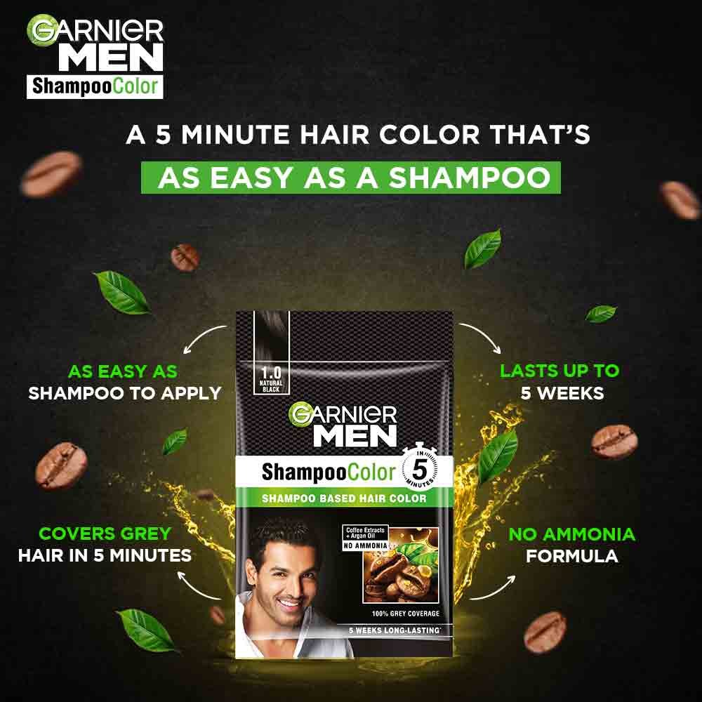 Garnier Men Shampoo Hair Color Shade 1.0 Natural Black