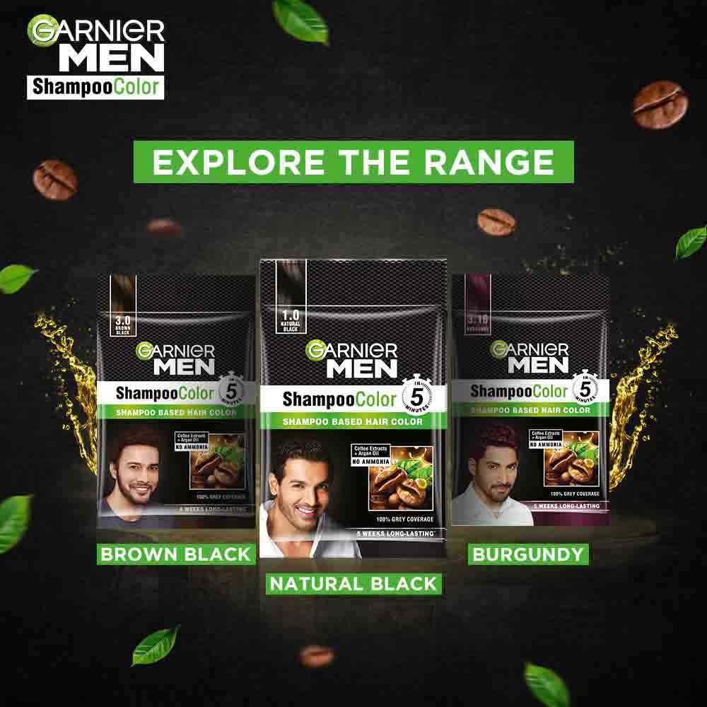 Garnier Men Shampoo Hair Color Shade 1.0 Natural Black