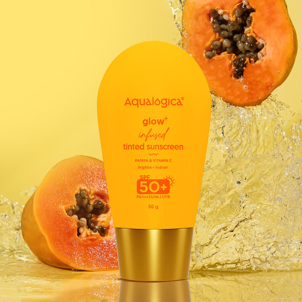 Aqualogica Glow+ Infused Tinted Sunscreen With Papaya & Vitamin C - 50 gms