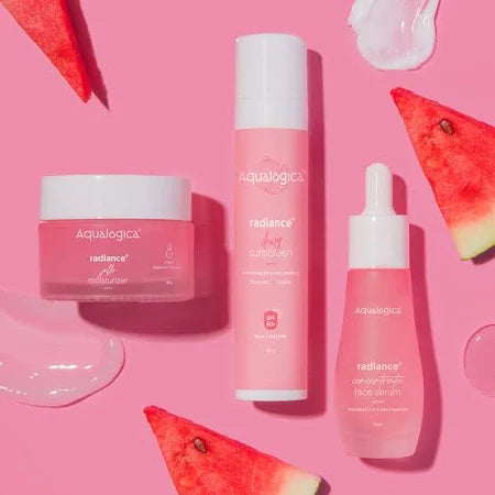 Aqualogica Radiance+ Skincare Set with Niacinamide, Watermelon & Hyaluronic Acid – 3-Piece Daily Routine