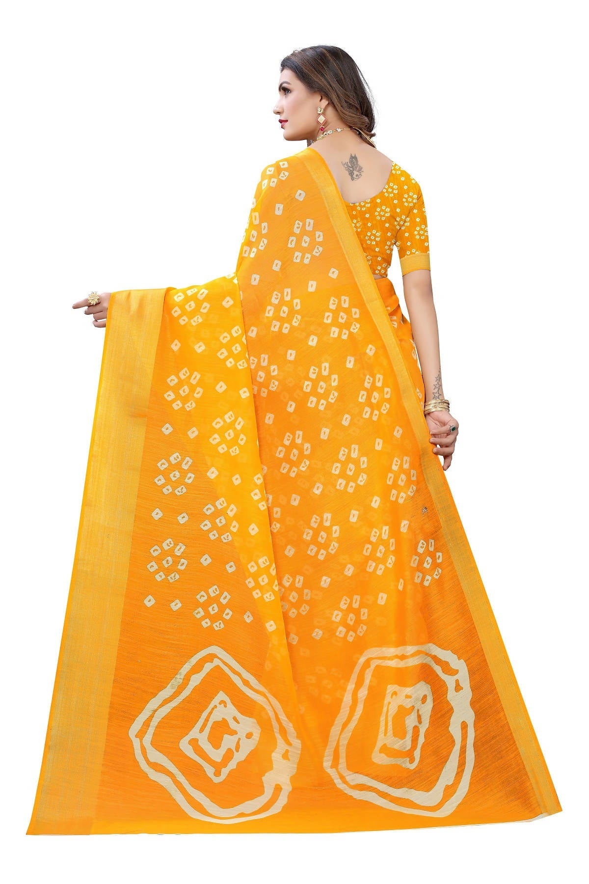 Vamika Stylish Orange Linen Jari Border Saree (RADHIKA ORANGE)