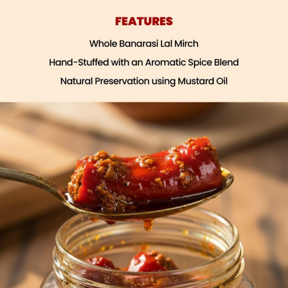 Jhaji Store Lal Mirch Bharua Achar (Stuffed Red Chilli Pickle)