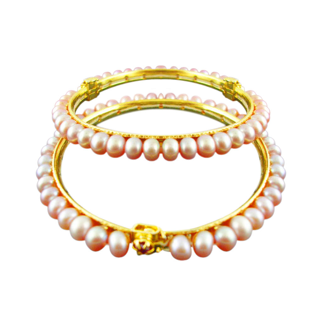 J Pearls Peach Pearl Bangles - Real Pearl Jewelry