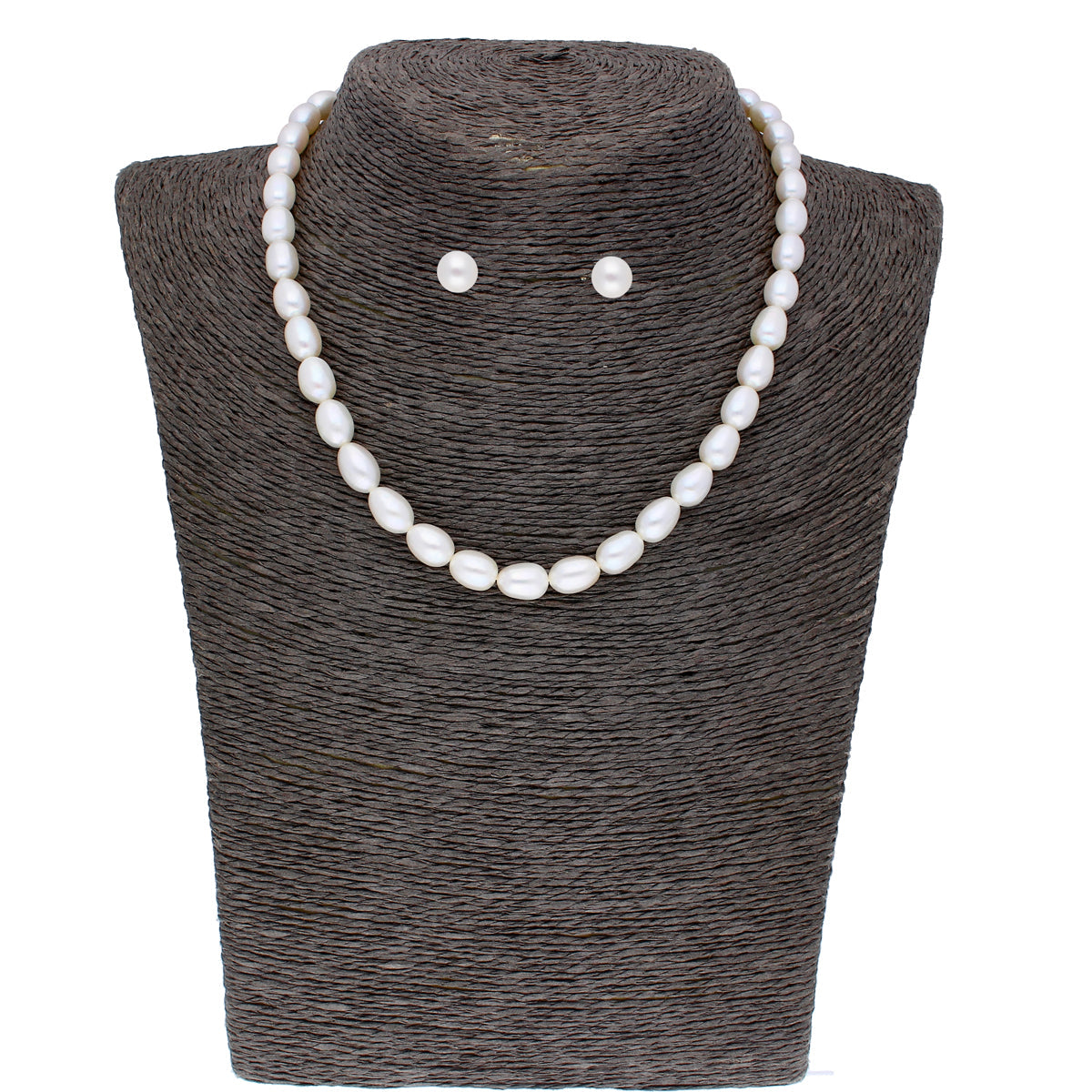 J Pearls 1 Line Oval Pearl Necklace - Real Pearl Jewelry