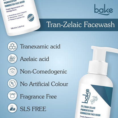 Bake 2% Tran-Zelaic Pigmentation Corrector Milky Face Wash For Pigmentation and unclogged pores